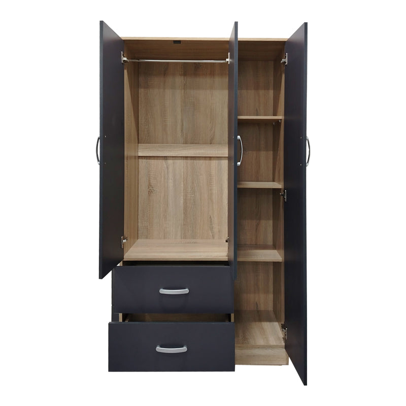 Ντουλάπα πεντάφυλλη Athos I pakoworld sonoma-ανθρακί 170x42x180εκ - Hippiehome.gr