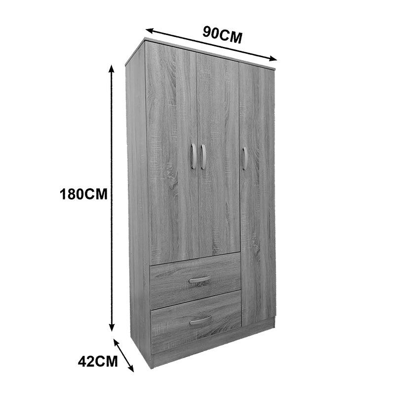 Ντουλάπα πεντάφυλλη Athos I pakoworld sonoma-ανθρακί 170x42x180εκ - Hippiehome.gr