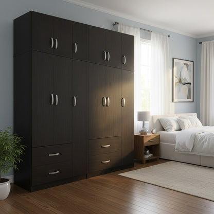 Ντουλάπα εξάφυλλη με πατάρι Athos pakoworld wenge 180x42x240εκ - Hippiehome.gr
