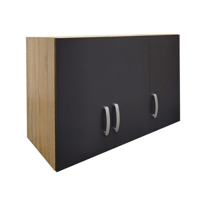 Ντουλάπα εξάφυλλη με πατάρι Athos pakoworld sonoma-ανθρακί 180x42x240εκ - Hippiehome.gr