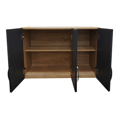 Ντουλάπα εξάφυλλη με πατάρι Athos pakoworld sonoma-ανθρακί 180x42x240εκ - Hippiehome.gr