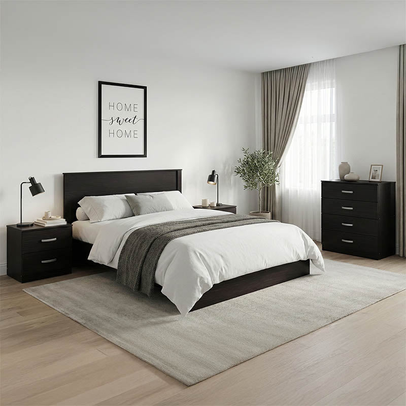 Σετ Κρεβατοκάμαρας Athos Wenge με Κρεβάτι 140x200εκ Σετ 4τεμ - Hippiehome.gr