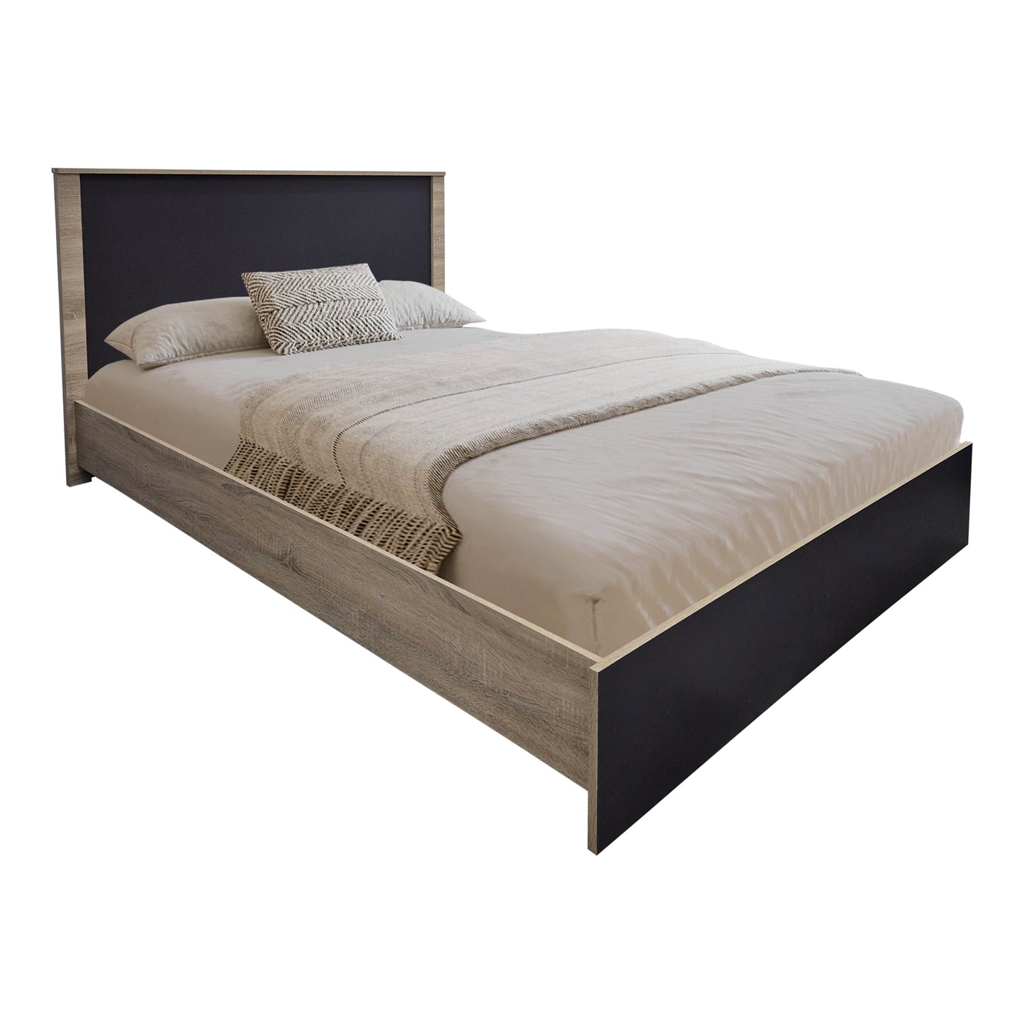 Σετ Κρεβατοκάμαρας Athos Sonoma Ανθρακί με Κρεβάτι 140x200εκ Σετ 4τεμ - Hippiehome.gr