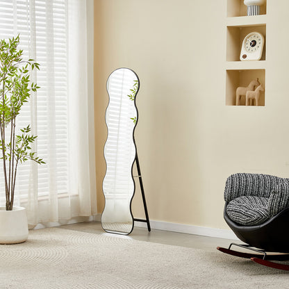 Καθρέπτης Waven pakoworld σε μαύρη απόχρωση 38x28x148εκ - Hippiehome.gr