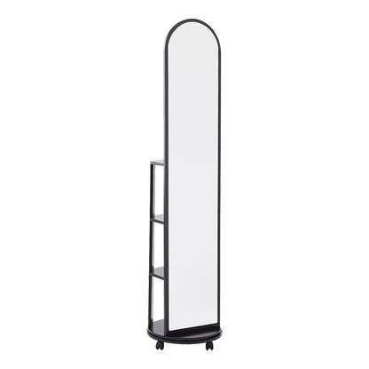 Καθρέπτης τροχήλατος Espero pakoworld mdf με ράφια σε μαύρη απόχρωση Φ34x170εκ - Hippiehome.gr