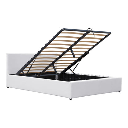 Κρεβάτι Dellia pakoworld με αποθηκευτικό χώρο pu λευκό 150x200εκ - Hippiehome.gr