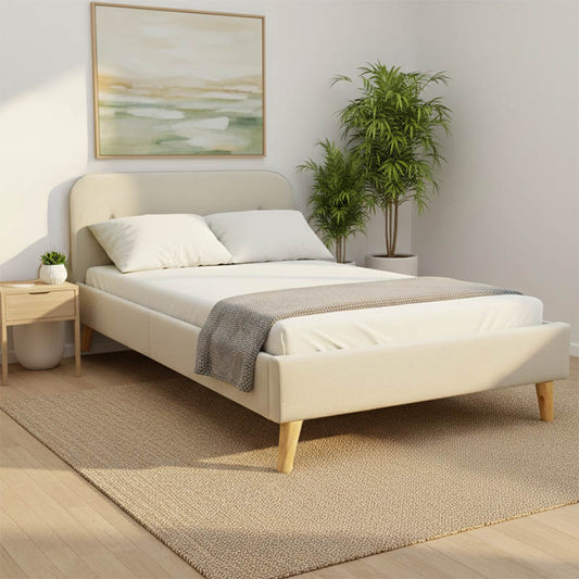 Κρεβάτι LumiLux pakoworld ύφασμα σε μπεζ απόχρωση 160x200εκ - Hippiehome.gr