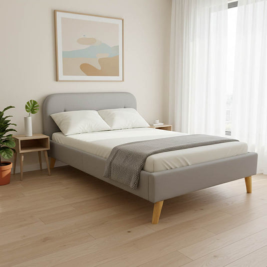 Κρεβάτι LumiLux pakoworld ύφασμα σε γκρι απόχρωση 160x200εκ - Hippiehome.gr