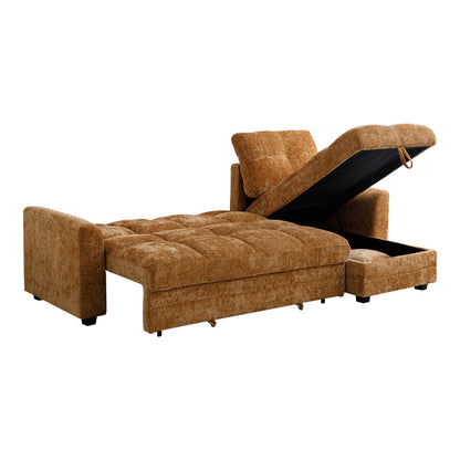 Γωνιακός αναστρέψιμος καναπές κρεβάτι Comfie pakoworld με αποθηκευτικό χώρο camel ύφασμα 260x156x98εκ - Hippiehome.gr