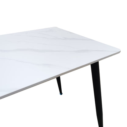Τραπέζι Pembe pakoworld sintered stone λευκή όψη μαρμάρου με μαύρα μεταλλικά πόδια 120x70x75εκ - Hippiehome.gr