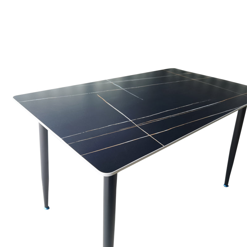 Τραπέζι Pembe pakoworld sintered stone μαύρη όψη μαρμάρου με μαύρα μεταλλικά πόδια 120x70x75εκ - Hippiehome.gr