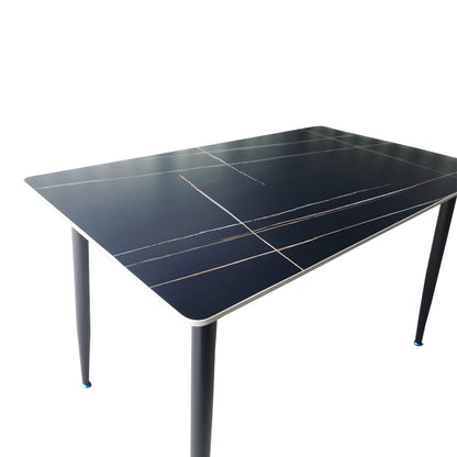 Τραπέζι Pembe pakoworld sintered stone μαύρη όψη μαρμάρου με μαύρα μεταλλικά πόδια 120x70x75εκ - Hippiehome.gr