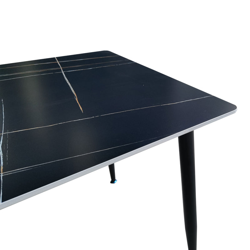 Τραπέζι Pembe pakoworld sintered stone μαύρη όψη μαρμάρου με μαύρα μεταλλικά πόδια 120x70x75εκ - Hippiehome.gr