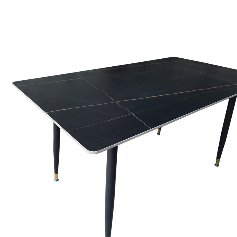 Τραπέζι Pembe pakoworld sintered stone μαύρη όψη μαρμάρου με μαύρα μεταλλικά πόδια 140x80x75εκ - Hippiehome.gr