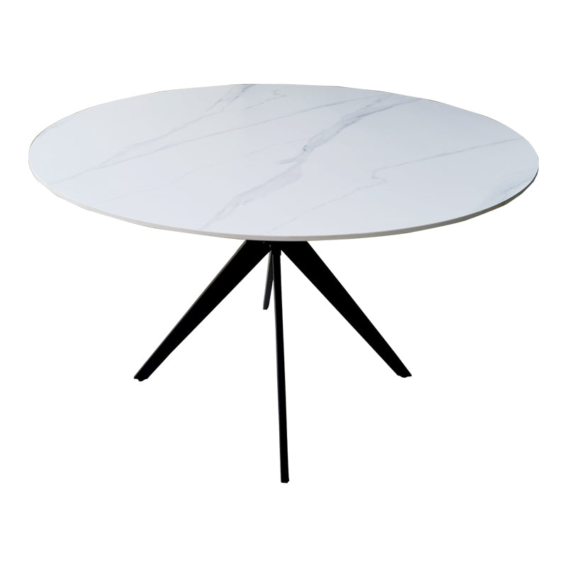 Τραπέζι Orbital pakoworld sintered stone λευκή όψη μαρμάρου με μαύρα μεταλλικά πόδια Φ120x76εκ - Hippiehome.gr