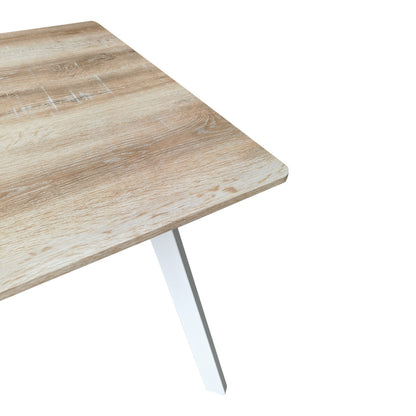 Τραπέζι Squaro pakoworld sonoma mdf με λευκά μεταλλικά πόδια 80x80x75εκ - Hippiehome.gr