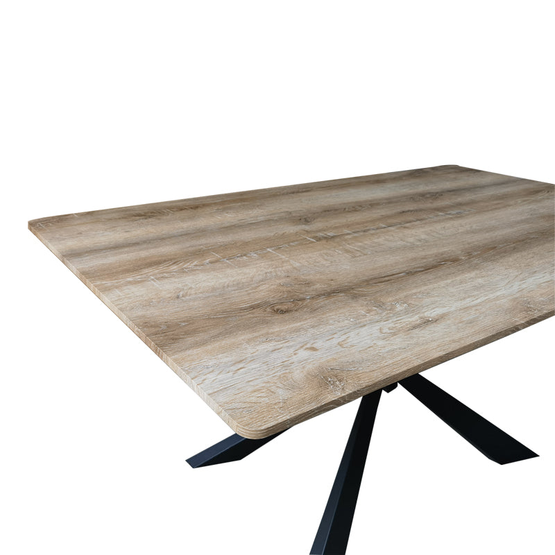 Τραπέζι Aragne pakoworld sonoma mdf με μαύρα μεταλλικά πόδια 160x90x75εκ - Hippiehome.gr