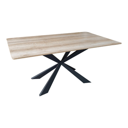 Τραπέζι Aragne pakoworld sonoma mdf με μαύρα μεταλλικά πόδια 160x90x75εκ - Hippiehome.gr