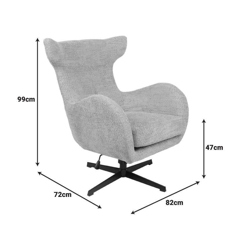 Πολυθρόνα Zefrina pakoworld περιστρεφόμενη ανθρακί ύφασμα με βάση σε μαύρη απόχρωση 77x82x100-107εκ - Hippiehome.gr