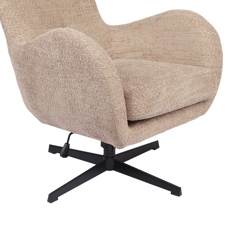 Πολυθρόνα Zefrina pakoworld περιστρεφόμενη μπεζ ύφασμα με βάση σε μαύρη απόχρωση 77x82x100-107εκ - Hippiehome.gr