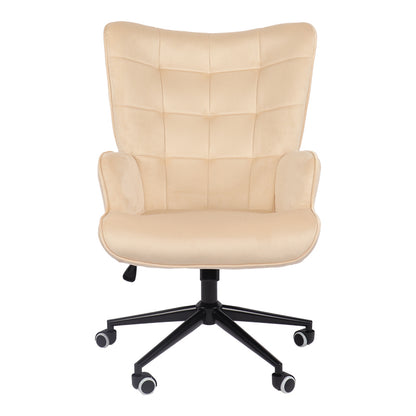 Καρέκλα γραφείου διευθυντή Lobima pakoworld περιστρεφόμενη κρεμ βελούδο 68x71x105-112εκ - Hippiehome.gr