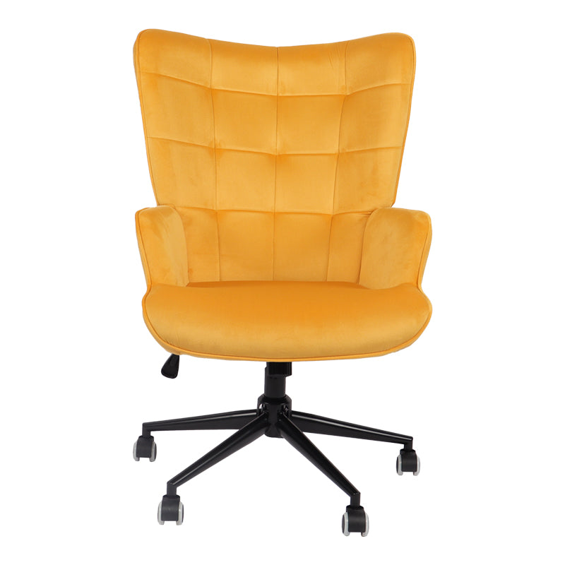 Καρέκλα γραφείου διευθυντή Lobima pakoworld περιστρεφόμενη κίτρινο βελούδο 68x71x105-112εκ - Hippiehome.gr