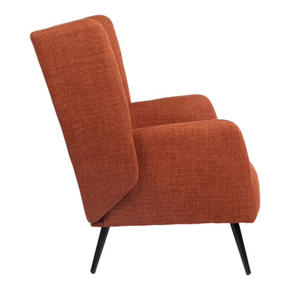 Πολυθρόνα Mareta pakoworld terracotta ύφασμα με πόδι σε μαύρη απόχρωση 83x80x99εκ - Hippiehome.gr