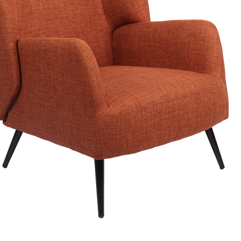 Πολυθρόνα Mareta pakoworld terracotta ύφασμα με πόδι σε μαύρη απόχρωση 83x80x99εκ - Hippiehome.gr