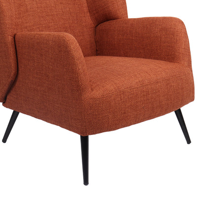 Πολυθρόνα Mareta pakoworld terracotta ύφασμα με πόδι σε μαύρη απόχρωση 83x80x99εκ - Hippiehome.gr