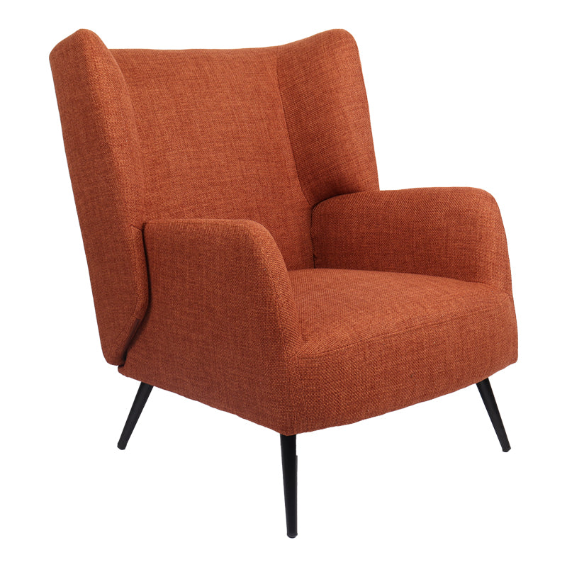 Πολυθρόνα Mareta pakoworld terracotta ύφασμα με πόδι σε μαύρη απόχρωση 83x80x99εκ - Hippiehome.gr