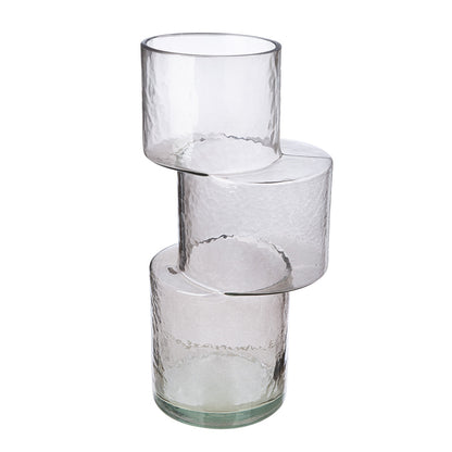 Βάζο "Levels" Γυάλινο Γκρι PU 13.5x11.5x28.5cm - Hippiehome.gr