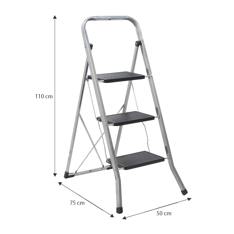 Σκαλοσκαμπό μεταλλικό 3 σκαλιών 70εκ. - Hippiehome.gr