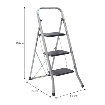 Σκαλοσκαμπό μεταλλικό 3 σκαλιών 70εκ. - Hippiehome.gr