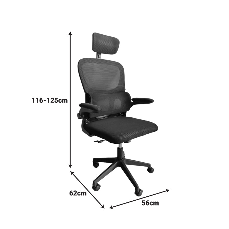 Καρέκλα γραφείου Recko pakoworld ύφασμα mesh σε γκρι απόχρωση 64x58x123-133εκ - Hippiehome.gr