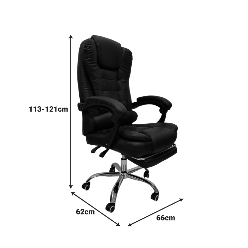 Καρέκλα γραφείου διευθυντή με υποπόδιο Worko pakoworld pu σε μαύρη απόχρωση 53x69x114-122εκ - Hippiehome.gr