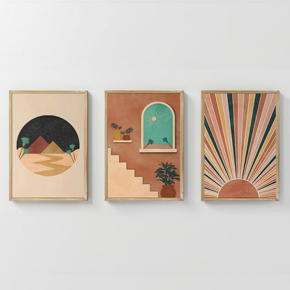 Πίνακας Venven pakoworld τρίπτυχος με ψηφιακή εκτύπωση και πλαίσιο 33x1.5x48εκ - Hippiehome.gr