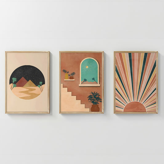 Πίνακας Venven pakoworld τρίπτυχος με ψηφιακή εκτύπωση και πλαίσιο 33x1.5x48εκ - Hippiehome.gr