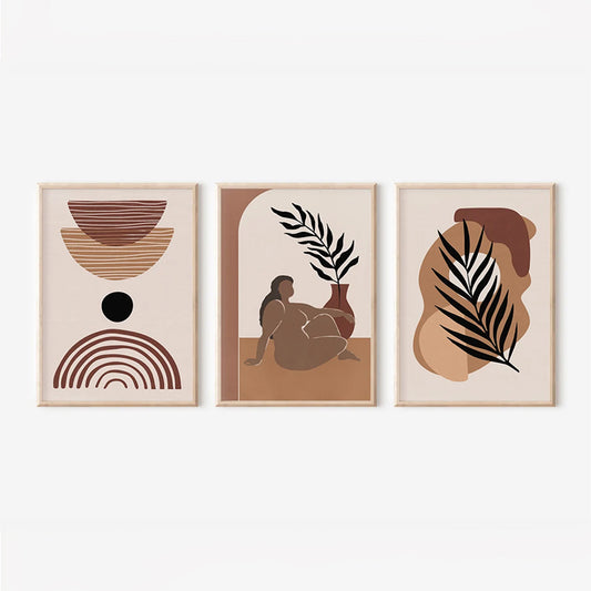 Πίνακας Fanzia pakoworld τρίπτυχος με ψηφιακή εκτύπωση και πλαίσιο 33x1.5x48εκ - Hippiehome.gr