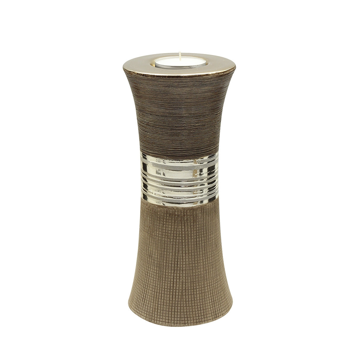 Ρεσώ Θήκη "Bradora" Striped Κεραμικό Beige Brown PU 4 9x9x20.5cm - Hippiehome.gr