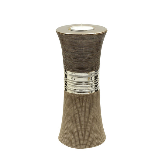 Ρεσώ Θήκη "Bradora" Striped Κεραμικό Beige Brown PU 4 9x9x20.5cm - Hippiehome.gr