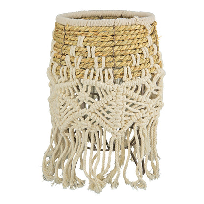 Φανάρι Καταιγίδας "Bossa" Bamboo Rattan Cream Ecru PU H. 27 cm D. 16 cm - Hippiehome.gr