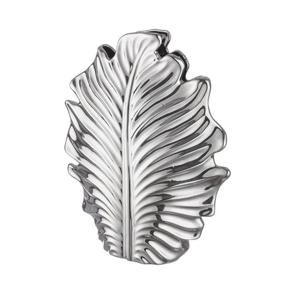 Βάζο Leaf "Monstera" Κεραμικό Ασημένιο PU 30.5x9.5x37.5cm - Hippiehome.gr