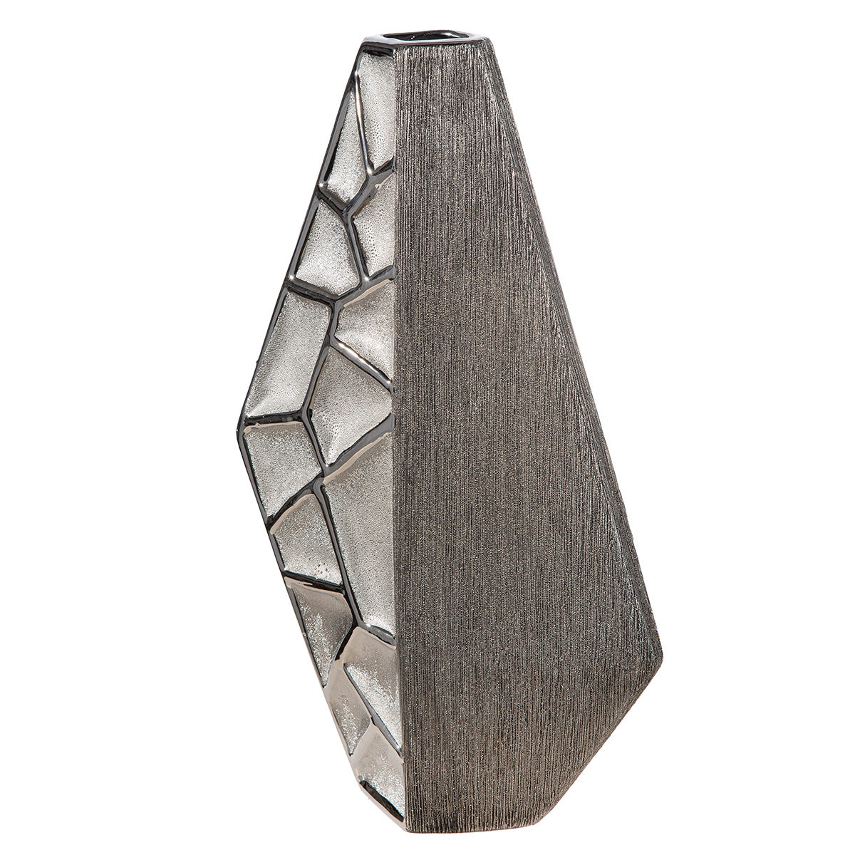 Βάζο Κεραμικό Ασημί χρώμα 21X8X36Cm 21X8X36Cm - Hippiehome.gr