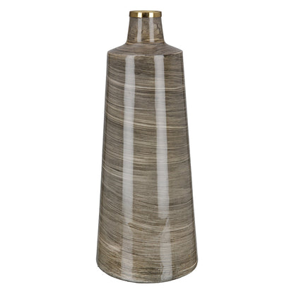 Βάζο Conical "Stripes" Μέταλλο Brown PU H. 48 cm D. 19 cm - Hippiehome.gr