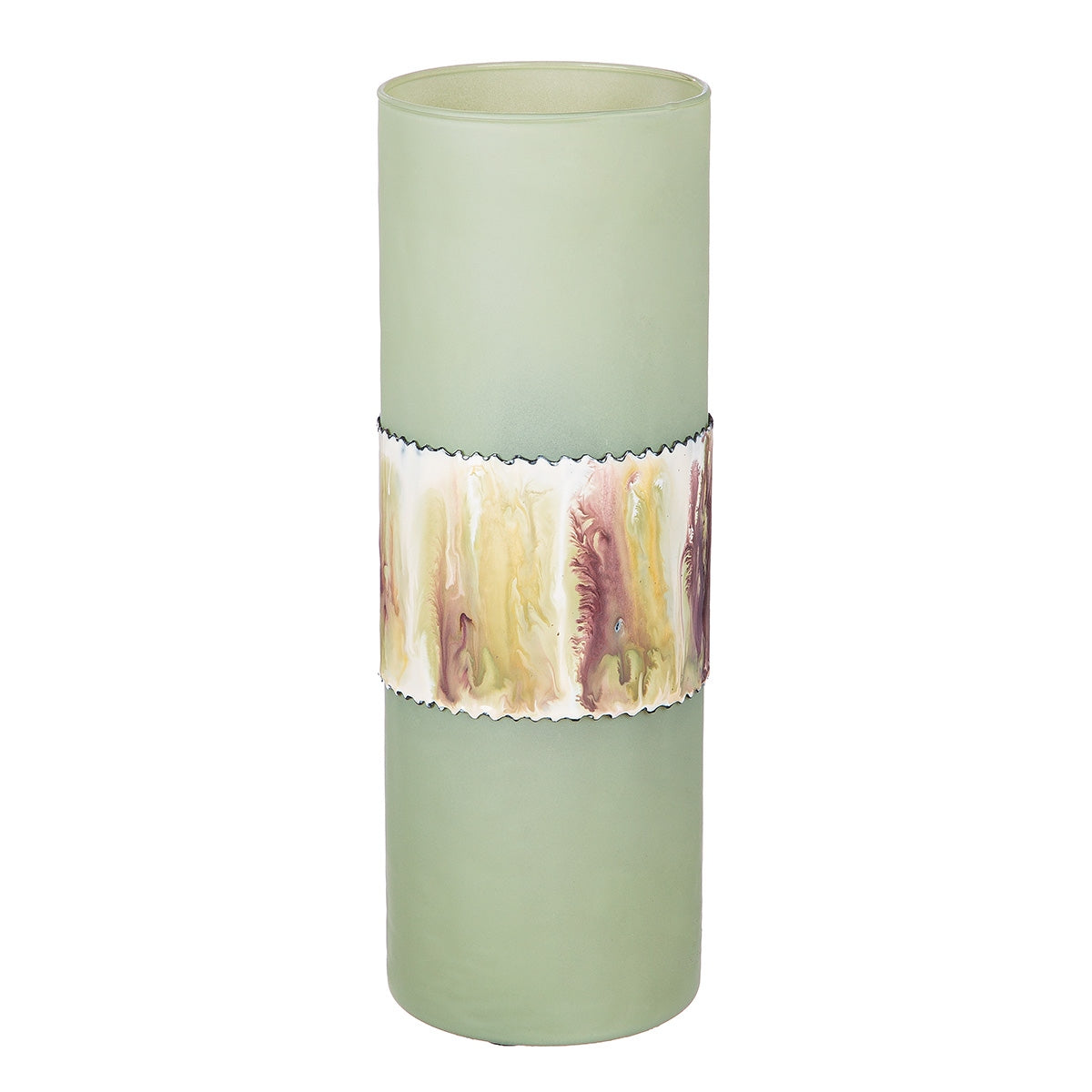 Βάζο Cylindrical "Imperial" Αλουμίνιο Γυάλινο Πράσινο PU H. 355 cm D. 12 cm - Hippiehome.gr