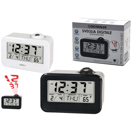 Ρολόι Ψηφιακό LED Προβολέα Μαύρο/Λευκό Πλαστικό 8x10x15cm Σε 2 Χρώματα - Hippiehome.gr