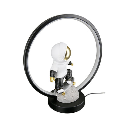 Τραπέζι Λάμπα (Led) Astronaut "Apollo" Πολυρεζίνη Μαύρο Γκρι PU 30.5x14.5x33cm - Hippiehome.gr