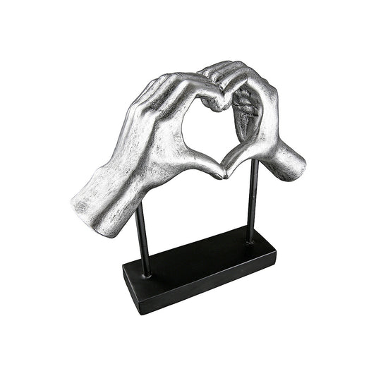 Διακοσμητικό ArteLibre Χέρια Σχηματίζουν Καρδιά Ασημί Polyresin 28.5x8.5x26.5cm - Hippiehome.gr