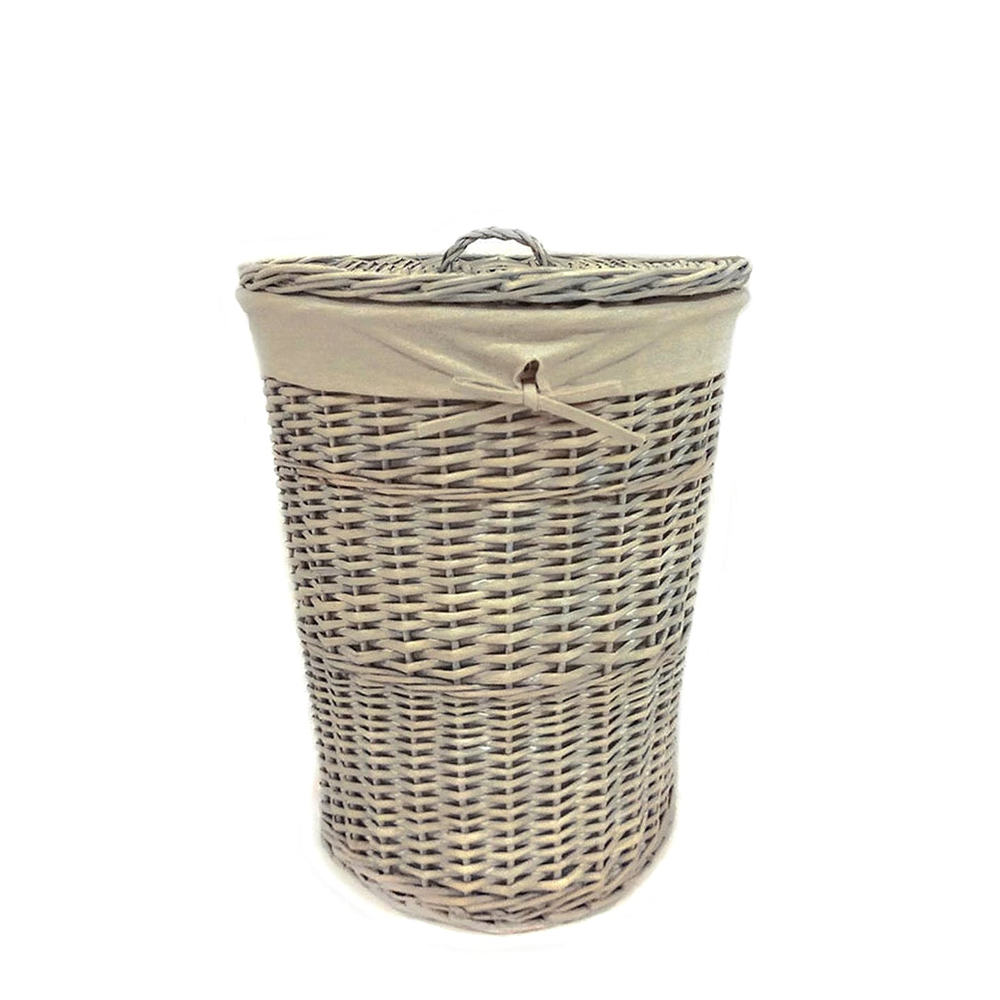 Καλάθι Αποθηκευτικό Με Υφασμάτινη Επένδυση Φυσικό Ψάθα Φ43x53cm - Hippiehome.gr