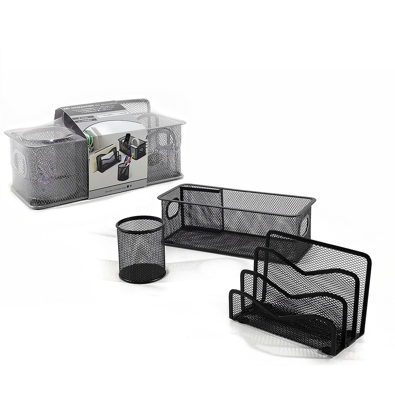 Σετ Οργάνωσης Γραφείου Μέταλλο 3Τμχ Σε 2 Χρώματα - Hippiehome.gr